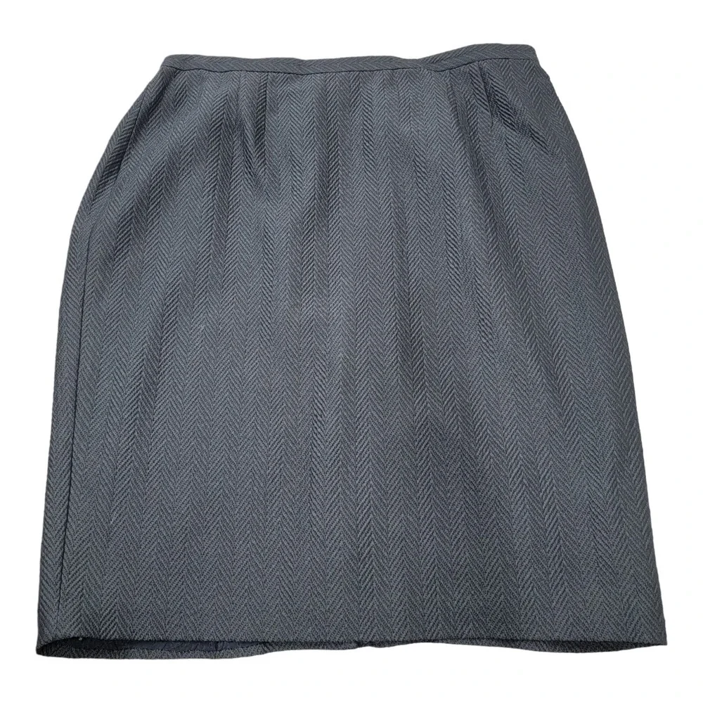 Linda Allard Ellen Tracy Black Gray Skirt LINED size 22 Herringbone